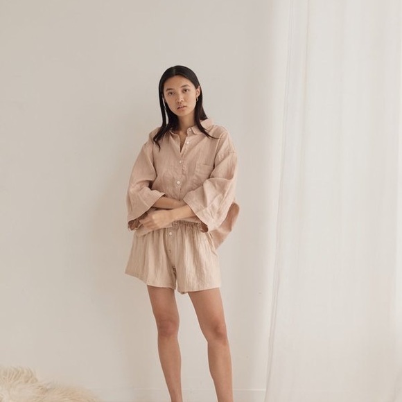 Tops - Deiji Studios 03 Linen Set in Blush